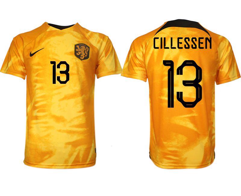 Men 2022 World Cup National Team Netherlands home aaa version yellow #13 Soccer Jersey